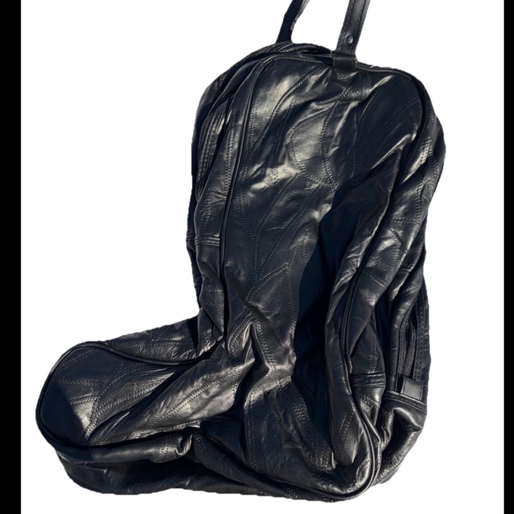 Boot Travel Bag Black Stitching Detail Two Large Pockets Zipping